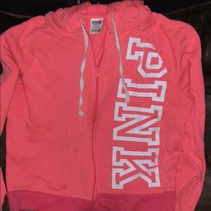 VS pink lightweight zip up hoodie with pockets NEW